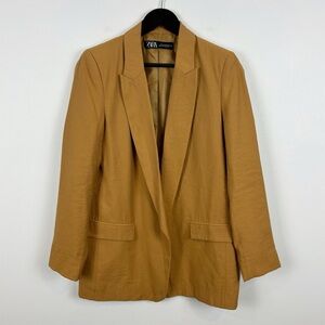 Zara Camel Brown Blazer with Shoulder Pads Size Medium